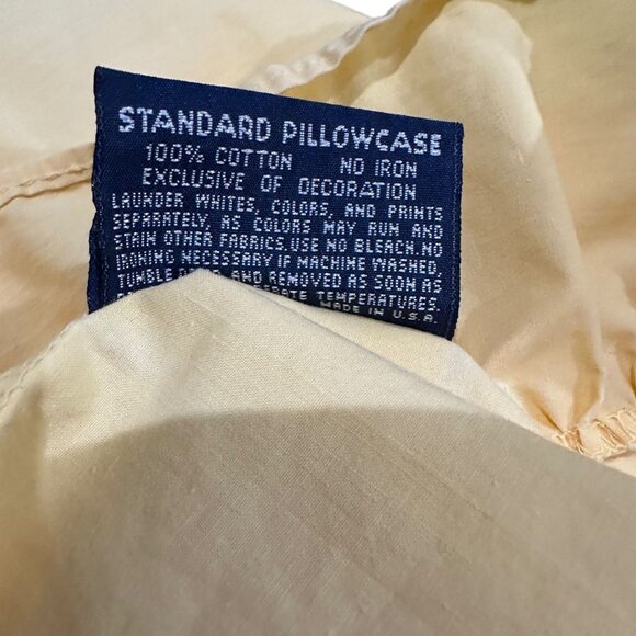 Vintage Ralph Lauren Home Yellow Cotton Ruffle 3 Piece Sheet Set Full Fitted Pil - Picture 10 of 15